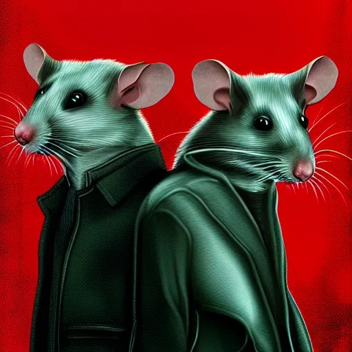 two rats, digital art, blade runner style