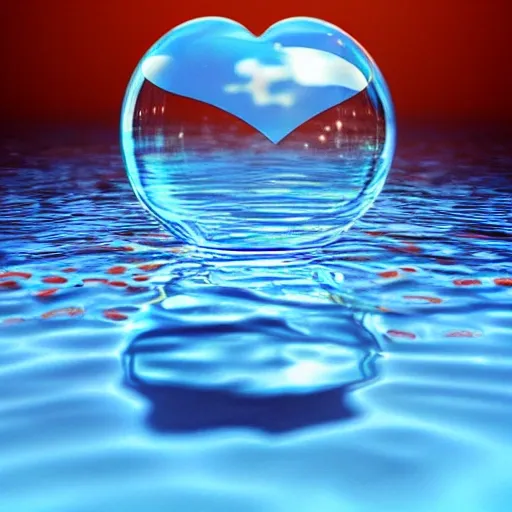 bubble, water, blue
, 3D, heart, brilliant