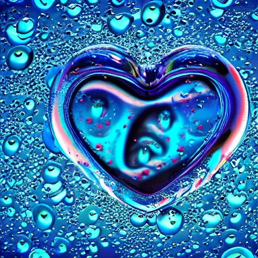 bubble, water, blue
, 3D, heart, brilliant, HQ
