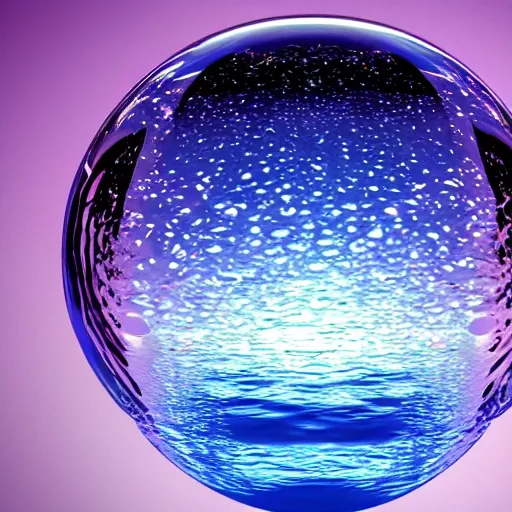 bubble, water, blue , 3D, night, brilliant, HQ - Arthub.ai
