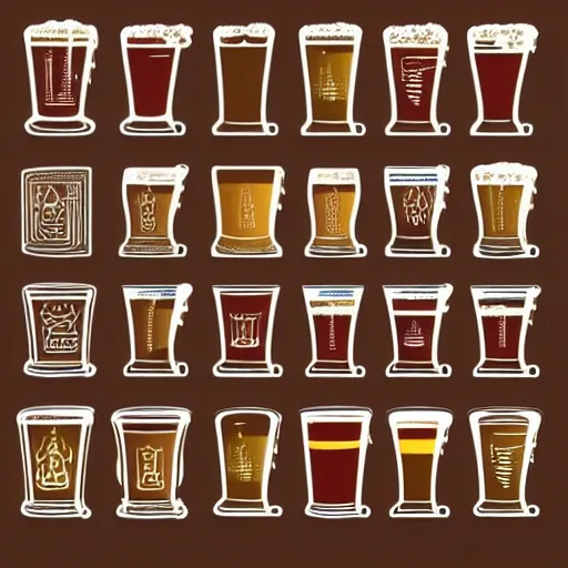 a bunch of beer glasses and bottles next to each other, illustrator vector graphics, pustules, according to european art, people drinking beer, very very very beautiful art, barbarian class, strong grain, better homes and gardens, defence, signboards, terry davis