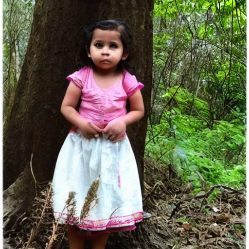 niña en el bosque
