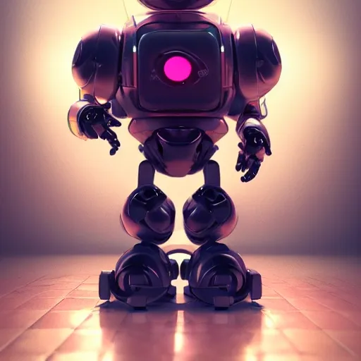 arcane style, cool small spherical male robot, round torso, two square eyes, short legs, metal walker game, cell shaded, 4 k, concept art, by wlop, sharp focus, volumetric lighting, cinematic lighting, studio quality

