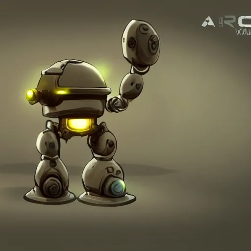 arcane style, small round robot, metal walker gba game, cell shaded, 4 k, by rodrigo-vega, concept art, sharp focus, volumetric lighting, cinematic lighting, studio quality

