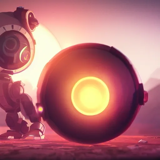 arcane style, small round robot, metal walker gba game, like Wheatley, cell shaded, 4 k, by wlop, concept art, sharp focus, volumetric lighting, cinematic lighting, studio quality

