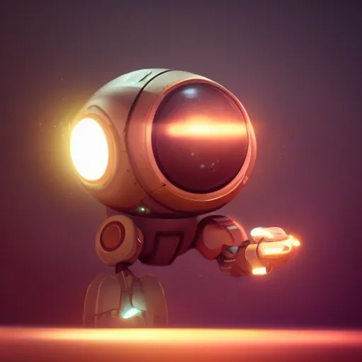 arcane style, small round robot, like Wheatley with two square eyes, cell shaded, 4 k, by wlop, concept art, sharp focus, volumetric lighting, cinematic lighting, studio quality

