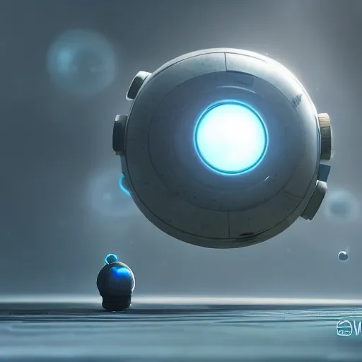 arcane style, small round robot, like Wheatley with two square eyes, cell shaded, 4 k, by wlop, concept art, sharp focus, volumetric lighting, cinematic lighting, studio quality

