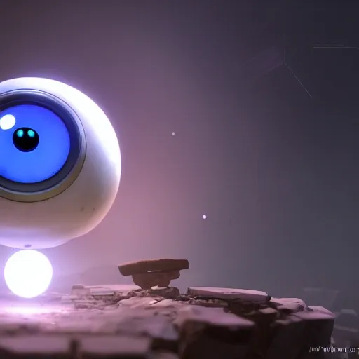 arcane style, small round robot, like Wheatley with two square eyes, cell shaded, 4 k, by wlop, concept art, sharp focus, volumetric lighting, cinematic lighting, studio quality

