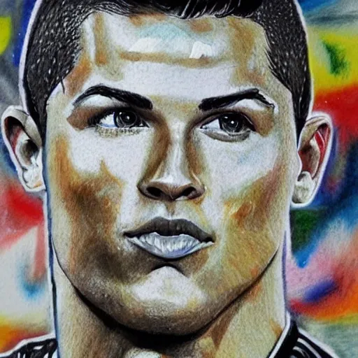 Christiano Ronaldo, Pencil Sketch, 3D, Cartoon, Trippy, Oil Painting, Water Color