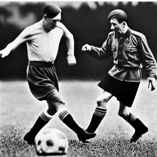 hitler and messi playing football, 3D