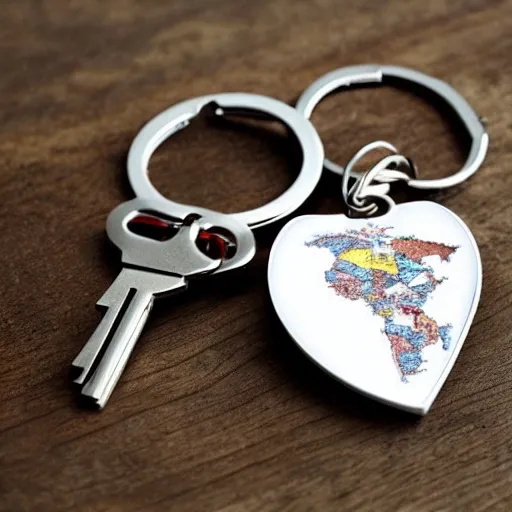 A heart-shaped keychain is combined with a random country map on half of its side and the phrase pray for Viet Nam on the other side
