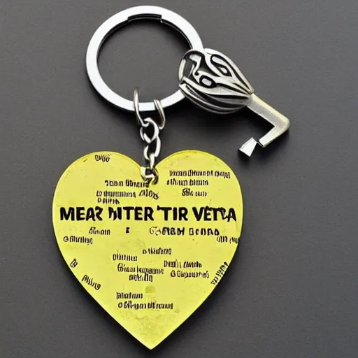 A heart-shaped keychain is combined with a fragment of Viet Nam map and a fragment of the phrase "Pray for Viet Nam"
, 3D