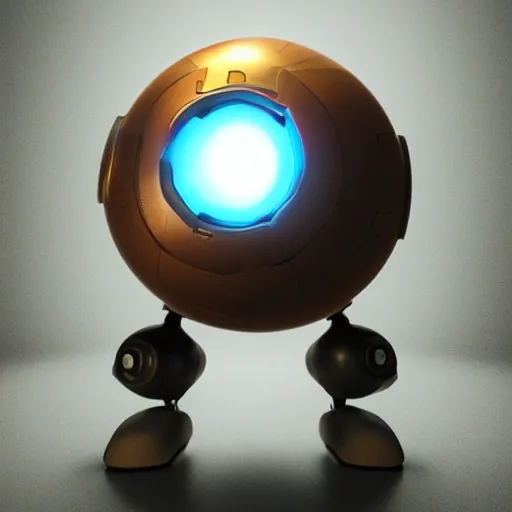 arcane style, small round robot with small legs, like Wheatley with two rectangular eyes, cell shaded, 4 k, by Takeshi Koike, concept art, sharp focus, volumetric lighting, cinematic lighting, studio quality

