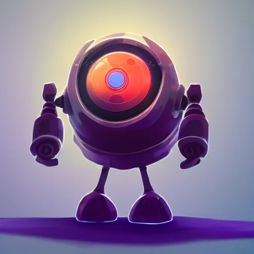 arcane style, small round robot with small legs, like Wheatley with two rectangular eyes, cell shaded, 4 k, by Takeshi Koike, concept art, sharp focus, volumetric lighting, cinematic lighting, studio quality

