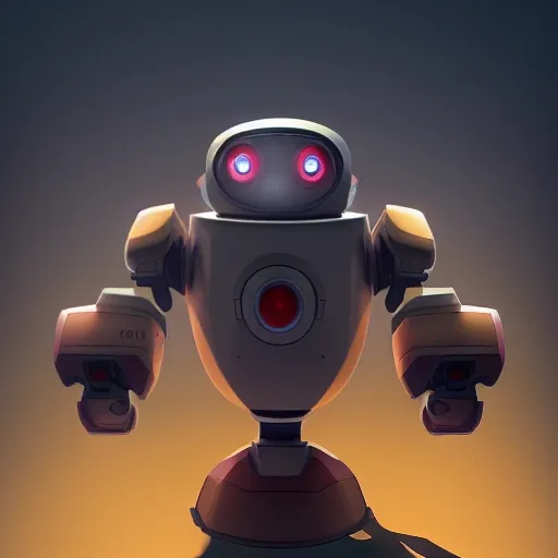 arcane style, small round robot with small legs, like Wheatley with two rectangular eyes, cell shaded, 4 k, by Takeshi Koike, concept art, sharp focus, volumetric lighting, cinematic lighting, studio quality

