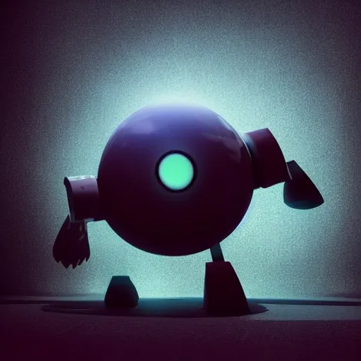 arcane style, small round robot with small arms, like Wheatley with two rectangular eyes, cell shaded, 4 k, by Takeshi Koike, concept art, sharp focus, volumetric lighting, cinematic lighting, studio quality

