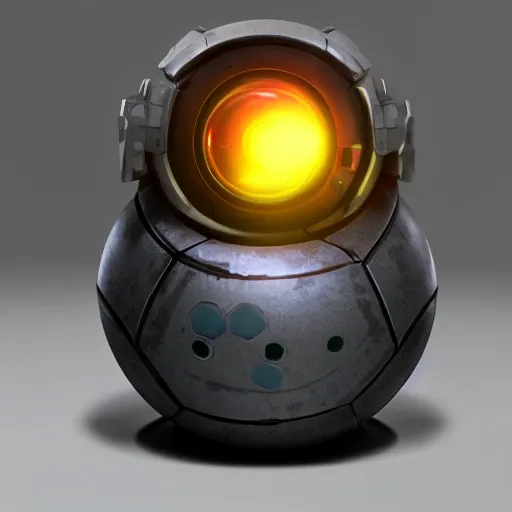 arcane style, small round robot with small arms, like Wheatley with two rectangular eyes, cell shaded, 4 k, by Takeshi Koike, concept art, sharp focus, volumetric lighting, cinematic lighting, studio quality

