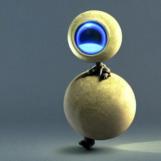 arcane style, small round robot with small arms, like Wheatley with two rectangular eyes, cell shaded, 4 k, by Takeshi Koike, concept art, sharp focus, volumetric lighting, cinematic lighting, studio quality

