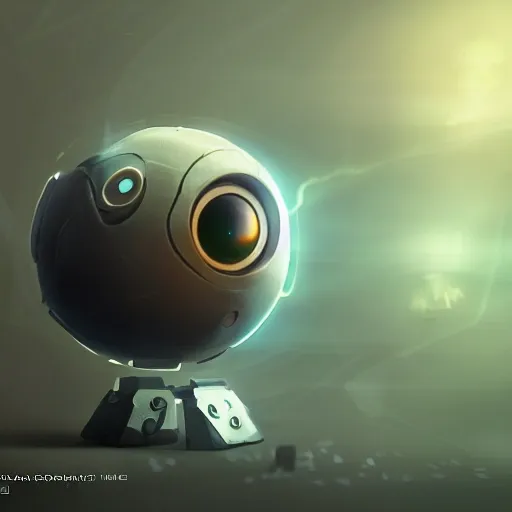 arcane style, small round robot with two rectangular eyes, like Wheatley but 2 eyes, cell shaded, 4 k, by Takeshi Koike, concept art, sharp focus, volumetric lighting, cinematic lighting, studio quality

