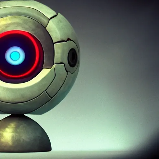 arcane style, small round robot with two rectangular eyes, like Wheatley but 2 eyes, cell shaded, 4 k, by Takeshi Koike, concept art, sharp focus, volumetric lighting, cinematic lighting, studio quality

