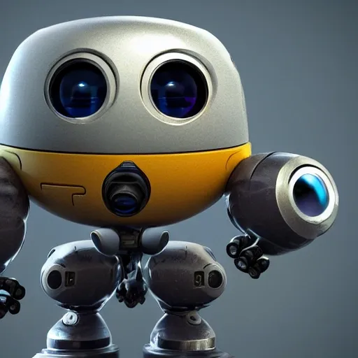 arcane style, small round robot with two rectangular eyes, like Wheatley but 2 eyes, cell shaded, 4 k, by Takeshi Koike, concept art, sharp focus, volumetric lighting, cinematic lighting, studio quality

