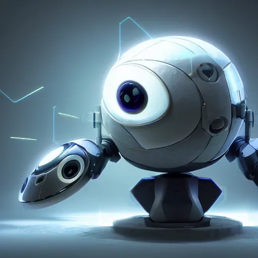 arcane style, small round robot with two rectangular eyes, like Wheatley but 2 eyes, cell shaded, 4 k, by Takeshi Koike, concept art, sharp focus, volumetric lighting, cinematic lighting, studio quality

