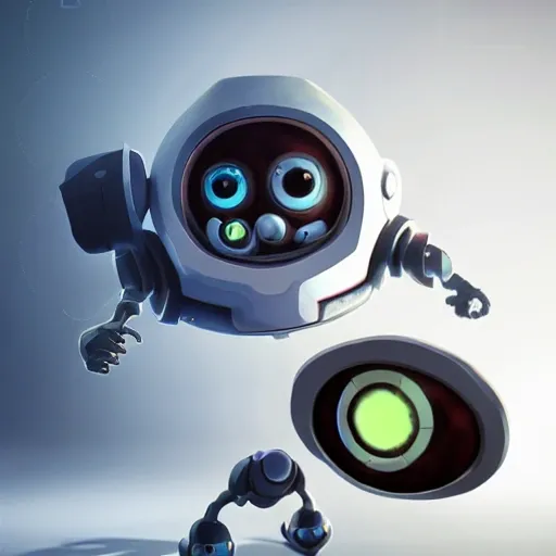 arcane style, small round robot with two rectangular eyes, like Wheatley but 2 eyes, cell shaded, 4 k, by Takeshi Koike, concept art, sharp focus, volumetric lighting, cinematic lighting, studio quality

