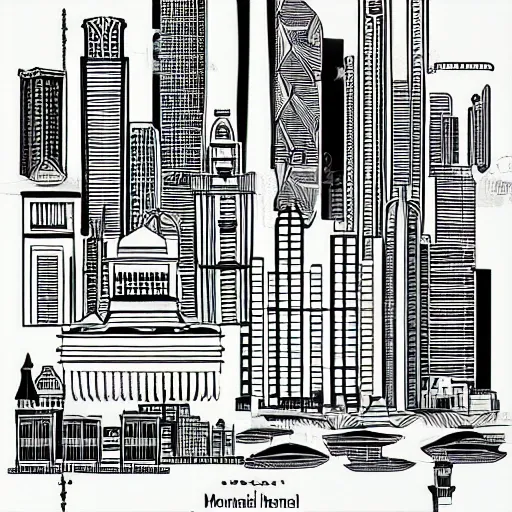 mumbai, vectoral illustration black and white