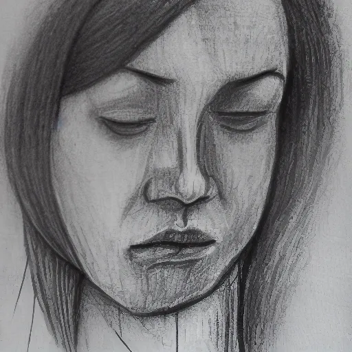 Woman gesturing for silence , Pencil Sketch