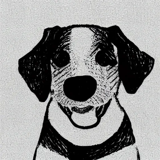 Create a simple black and white drawing that a child can color. The drawing should represent a dog. Keep the design simple and easy to color. Please generate the image in black and white.