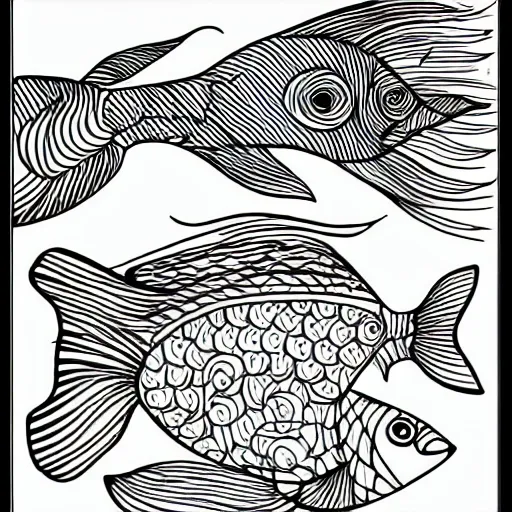 black and white fish for coloring