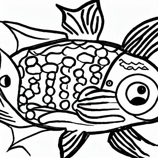 black and white fish to color for a 4 year old
