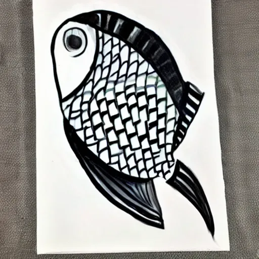 black and white fish for a 4 year old to paint