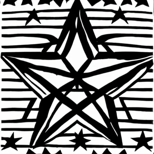 black and white star with lines so that it can be painted later