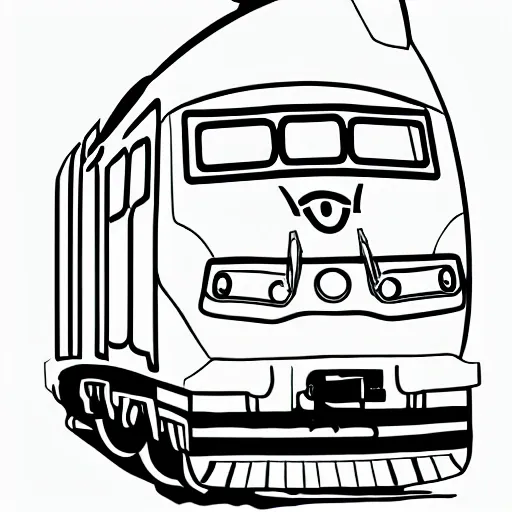 Create a simple white drawing with black outlines for a person just learning to paint to color. The drawing should represent a train. Keep the design simple and easy to color. Please generate the image in white with black lines in the outlines."