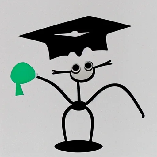 an ant wearing a graduation hat on its head, Trippy, Cartoon