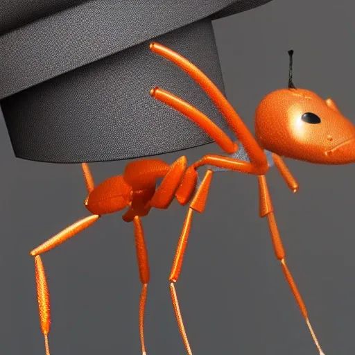 an ant wearing a graduation hat on its head, , 3D