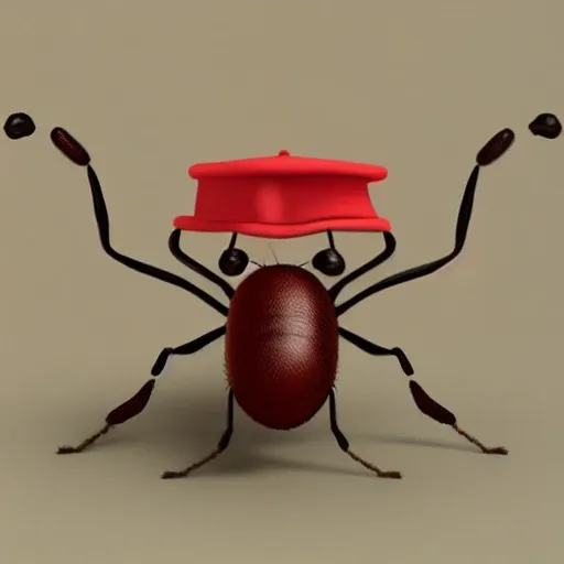 an ant wearing a graduation hat on its head, , 3D