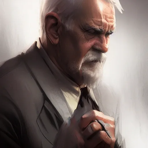 arcane style, old man, detailed portrait, cell shaded, 4 k, concept art,  ilya kuvshinov, artgerm, krenz cushart, greg rutkowski, cinematic dramatic atmosphere, sharp focus, volumetric lighting, cinematic lighting, studio quality