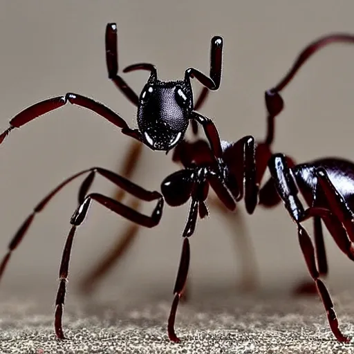 generate a representation of an ant wearing a graduation cap. Capture its pride and academic achievement in a memorable and charming image. Draw inspiration from the combination of its black exoskeleton and the distinctive cap, and convey the message that even the smallest creatures can achieve great goals.