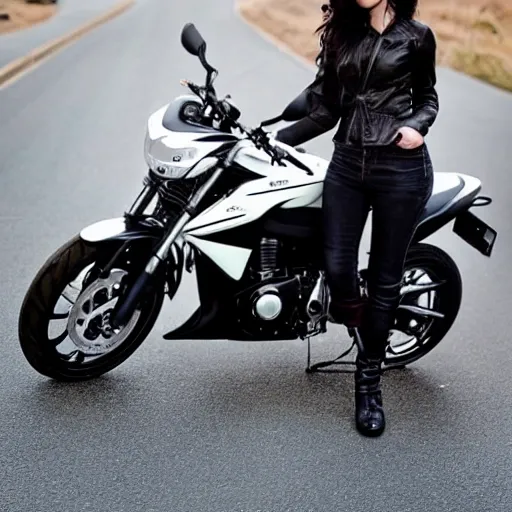 girl sitting on cb500f
