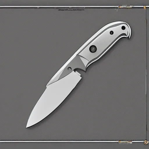 fully functional pocket knife technical drawing, one of a kind unique blade, blown apart view,
 8k, masterpiece, 3D