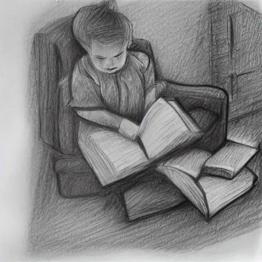 Promote reading in poor neighborhoods, Pencil Sketch