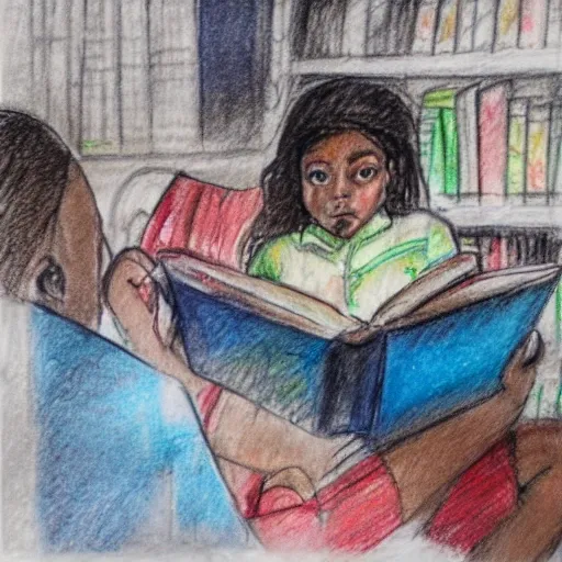 Promote reading in poor neighborhoods, Pencil Sketch, Water Color