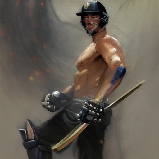 portrait of man playing cricket, arcane style painting by gaston bussiere, greg rutkowski, yoji shinkawa, yoshitaka amano, tsutomu nihei, donato giancola, tim hildebrandt, oil on canvas, trending on artstation, featured on pixiv, cinematic composition, extreme detail, metahuman creator

,(best quality:1.4), ((masterpiece)),((realistic)), (detailed),

Negative prompt: paintings, sketches, (worst quality:2.0),(normal quality:2.0), (low quality:2.0), lowres, ((monochrome)), ((grayscale))(monochrome:1.1), (shota:1.5), ((disfigured)), ((bad art)),((NSFW)), bad-hands-5,
Steps: 20, Sampler: DDIM, CFG scale: 7, Seed: 4141018083, Size: 512x768, Model hash: 32c4949218, Model: V08_V08, Denoising strength: 0.5, ENSD: 31337, Hires upscale: 2, Hires steps: 20, Hires upscaler: 4x-UltraSharp