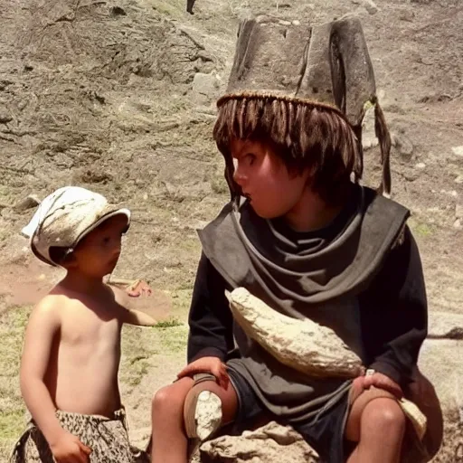 same kid talking with an ancient man  Trippy