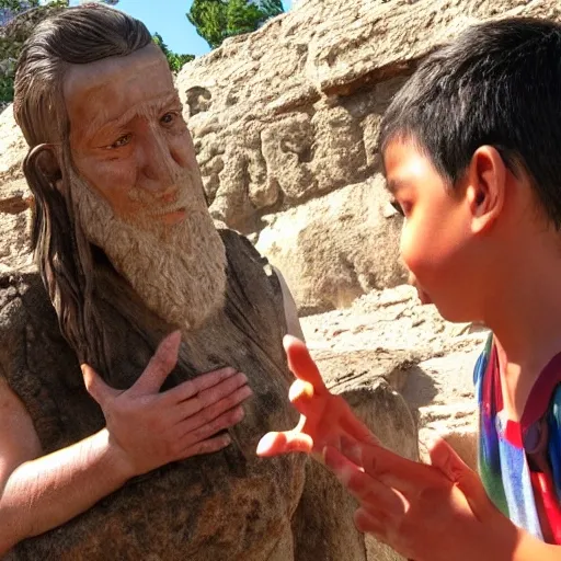 same kid talking with an ancient man  3D