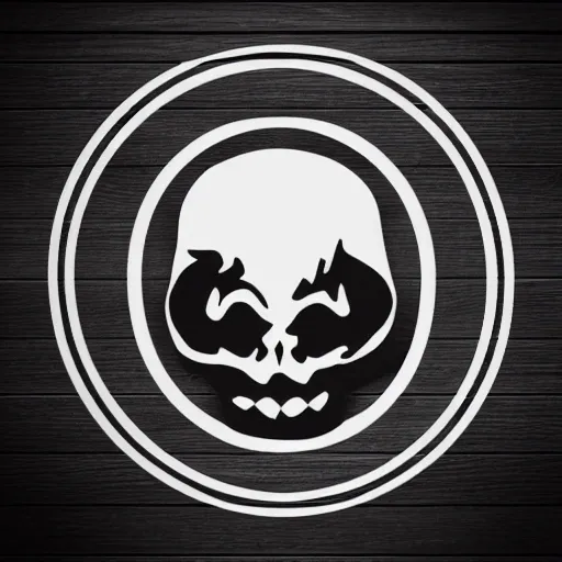 creates a minimalist logo with dark colors showing the word "Bassic Sound" adorned with skulls