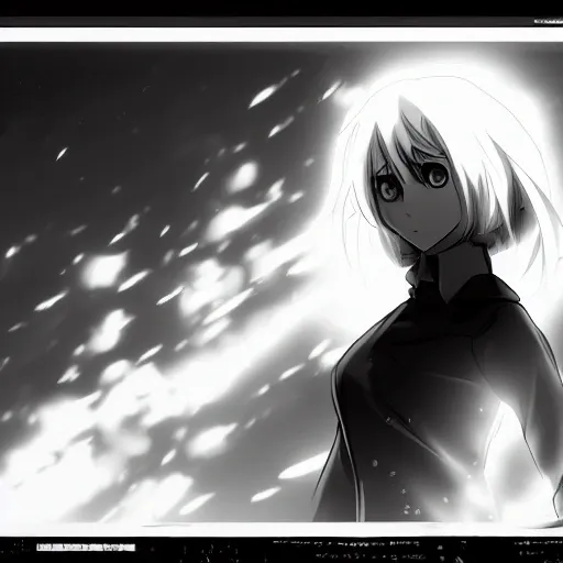 anime visual of a girl with short hair, dark atmosph