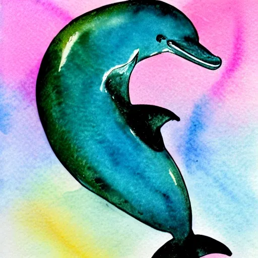 The letter g，Dolphin, , Water Color